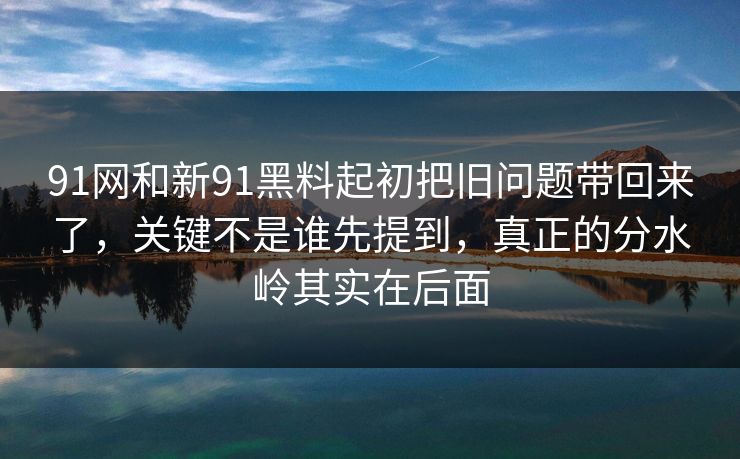 91网和新91黑料起初把旧问题带回来了，关键不是谁先提到，真正的分水岭其实在后面