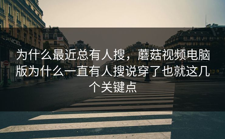 为什么最近总有人搜，蘑菇视频电脑版为什么一直有人搜说穿了也就这几个关键点